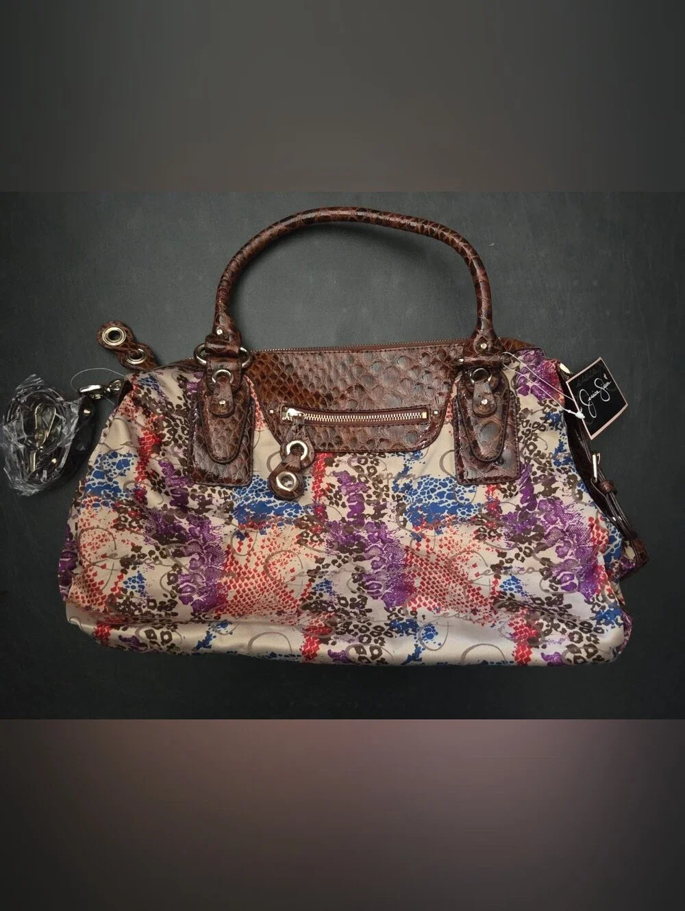 NWT - Jessica Simpson Multi Color Fabric Purse Shoulder Bag Tote Handbag